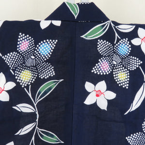 Yukata Cotton Bee Bee Collar Navy Blossom Pattern Tailoring Ladies Women's Yukata Stateau 159cm