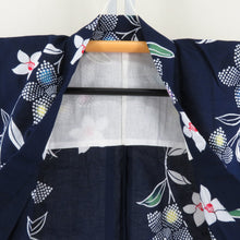 Load image into Gallery viewer, Yukata Cotton Bee Bee Collar Navy Blossom Pattern Tailoring Ladies Women&#39;s Yukata Stateau 159cm