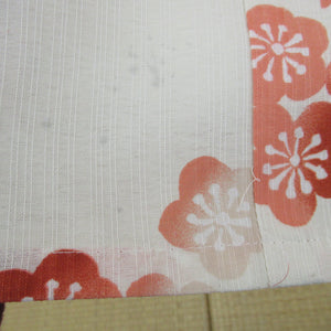 Summer kimono Komon Washing kimono beige color x orange plum pattern Bachi collar 100 % Casual summer height 166cm