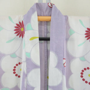 Summer kimono Komon Washable kimono Light purple x white large plum pattern Bachi collar 100 % Casual Numbers