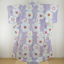 Load image into Gallery viewer, Summer kimono Komon Washable kimono Light purple x white large plum pattern Bachi collar 100 % Casual Numbers