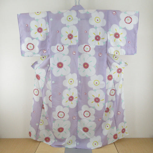 Summer kimono Komon Washable kimono Light purple x white large plum pattern Bachi collar 100 % Casual Numbers