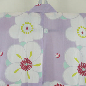 Summer kimono Komon Washable kimono Light purple x white large plum pattern Bachi collar 100 % Casual Numbers