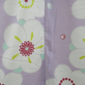 Summer kimono Komon Washable kimono Light purple x white large plum pattern Bachi collar 100 % Casual Numbers