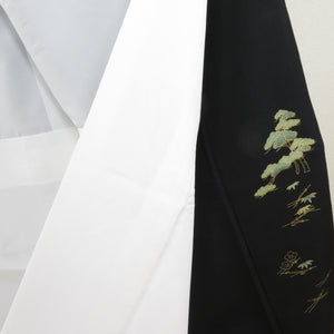 Black Tomesode Hana Kiyoshi Public Foil Pure Silk Hao Wing Lined Wide Collar Crack Crest Dewtailed Kimono Formal Tailor