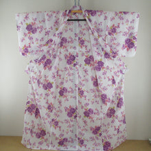 Load image into Gallery viewer, Summer kimono Komon Washable kimono single garment cherry blossoms white x pink x purple bee collar 100 % Casual summer height 163cm