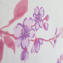 Load image into Gallery viewer, Summer kimono Komon Washable kimono single garment cherry blossoms white x pink x purple bee collar 100 % Casual summer height 163cm