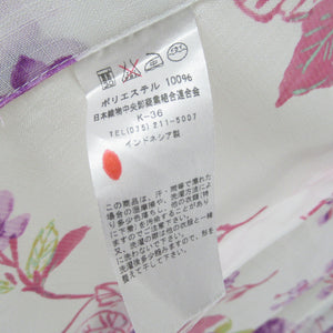 Summer kimono Komon Washable kimono single garment cherry blossoms white x pink x purple bee collar 100 % Casual summer height 163cm