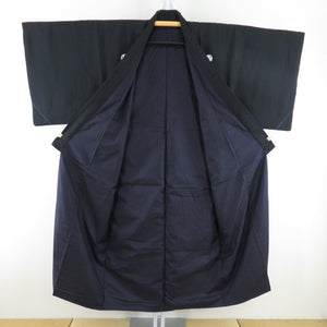 Men's kimono pure silk men's black crest black feather oori set One -to -black crest black dressing formal wedding men's height 140cm