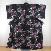 Load image into Gallery viewer, Komon Raniku pattern Black x White x Dark Pink Pink Lined Lined Collar Polyester 100 % Casual Tailoring Kimono Studio 165cm Beautiful goods