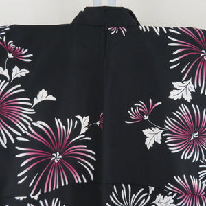 Komon Raniku pattern Black x White x Dark Pink Pink Lined Lined Collar Polyester 100 % Casual Tailoring Kimono Studio 165cm Beautiful goods