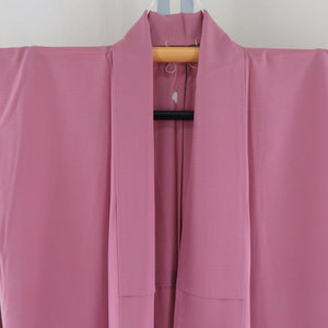 夏着物 単衣 絽 広衿 正絹 絽 色無地 紅梅色 一つ紋 夏用 仕立て上がり 身丈155cm 美品