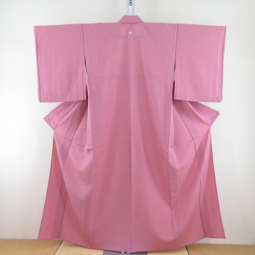 夏着物 単衣 絽 広衿 正絹 絽 色無地 紅梅色 一つ紋 夏用 仕立て上がり 身丈155cm 美品