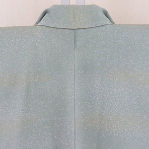 Komon Tataki dyed plant pattern Light green x yellow blurred lined wide collar pure silk