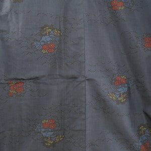 紬 着物 大島紬 紺色 一元式の絣 袷 広衿 風景模様 正絹 カジュアル着物 仕立て上がり 身丈159cm 美品