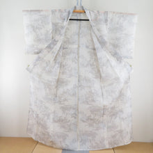 Load image into Gallery viewer, Summer kimono hemp chimi landscape pattern single garment collar beige color x light brown x light blue summer summer summer tailoring height 159cm