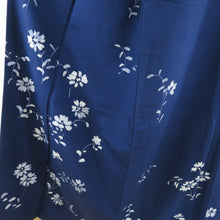 Load image into Gallery viewer, Attached cosmos statement Autumn cherry blossom lined brown collar blue -purple silk writer signature tailoring kimono 155cm