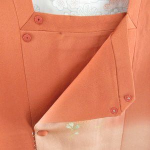 道行 正絹 オレンジ色 ぼかし染め 菊文様 和装コート 着物用 ちりよけ カジュアル 身丈88cm 美品