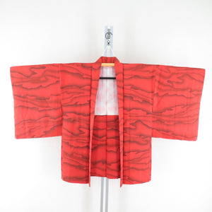 Haori Pure Silk Cloud pattern Orange x Black Kimono Coat For Kimono