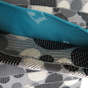Half -width band reversible half -width belt polyester polyester x score pattern gray x black x turbocoise blue small bag zone