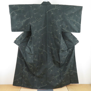 Tsumugi Kimono Oshima Tsumugi Deep Green Kasuri Kasuri Kasuri Wide Collar Pine Buri Pure Silk Casual Casual Kimono Tailor