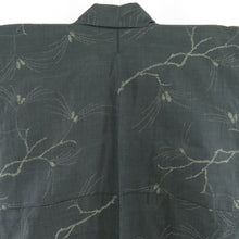 Load image into Gallery viewer, Tsumugi Kimono Oshima Tsumugi Deep Green Kasuri Kasuri Kasuri Wide Collar Pine Buri Pure Silk Casual Casual Kimono Tailor