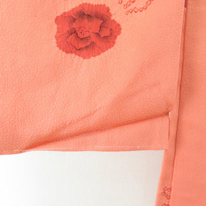 羽織 正絹 絞り コラールオレンジ色 椿文様 着物コート 着物用 身丈84cm