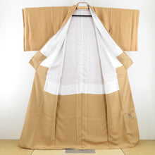 Load image into Gallery viewer, Color plain lined wide collar Yellow pure silk one crest wooden crest Kaga Yuzen Masayoshi Oshiida Slutrifying Kimono height 162cm