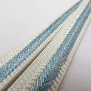 Obi tightening group Silk 100% light blue x white silver thread Kyoto Nishijin Kumikumi Hibotobo Obi 〆 Pure silk formal Japanese Ladies Japanese Length 163cm