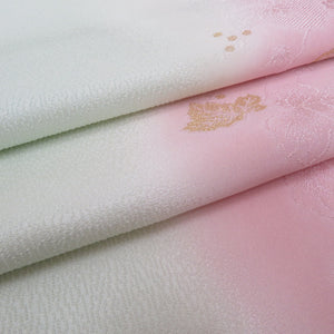 帯揚げ 丹後ちりめん 正絹 ピンク×白緑色ぼかし 絹100％ フォーマル カジュアルにも 日本製 長さ182cm