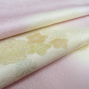 帯揚げ 丹後ちりめん 正絹 青みピンク×クリーム色ぼかし 絹100％ フォーマル カジュアルにも 日本製 長さ184cm