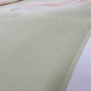 帯揚げ 丹後ちりめん 正絹 アスパラガスグリーン×白緑色ぼかし 絹100％ フォーマル カジュアルにも 日本製 長さ181cm