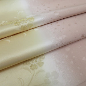 帯揚げ 丹後ちりめん 正絹 黄色×薄茶ぼかし 絹100％ フォーマル カジュアルにも 日本製 長さ183cm