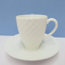 Load image into Gallery viewer, Wedgwood Weld Wood Tableware NIGHT &amp; DAY Night &amp; Day White Check Espresso Cup &amp; Soser Pair Discontinued Balley Ichimatsu Box Yumi