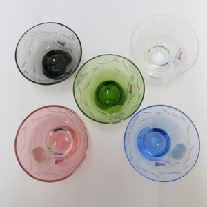 Bohemian glass ボヘミアングラス グラス 食器 盃 冷酒グラス 5客セット 箱有 ガラス 酒器 未使用品
