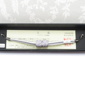 Japanese accessories Hanori Women for Women Midoru Arashi Kobo Squid Crown Magnet Silk 100 % Gray Gray x White Pure Silk Ladies Kimakomaki Odamaki