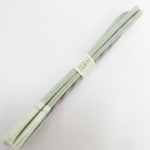 帯締め 夏用 五嶋紐 無形文化財 ミントグリーン 丸組紐 日本製 正絹 帯〆 絹100％ 和装小物 ごとうひも 長さ約156cm