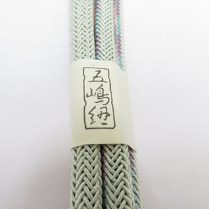 帯締め 夏用 五嶋紐 無形文化財 ミントグリーン 丸組紐 日本製 正絹 帯〆 絹100％ 和装小物 ごとうひも 長さ約156cm