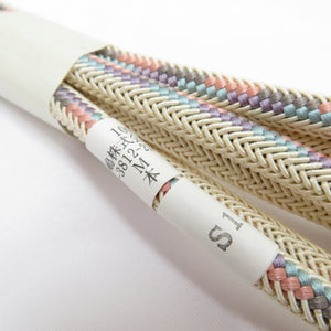 帯締め 夏用 五嶋紐 無形文化財 クリーム色 丸組紐 日本製 正絹 帯〆 絹100％ 和装小物 ごとうひも 長さ約156cm