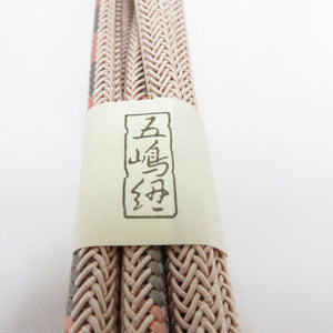 帯締め 夏用 五嶋紐 無形文化財 くすみピンク 丸組紐 日本製 正絹 帯〆 絹100％ 和装小物 ごとうひも 長さ約156cm