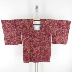 道行 正絹 花唐草 紫色 和装コート 着物用 ちりよけ カジュアル 身丈86cm