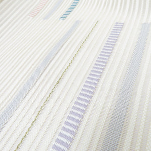 名古屋帯 夏用 正絹 絽綴れ 生成色 モダン柄 八寸帯 なごや帯 夏物 カジュアル 仕立て上がり 夏帯 長さ370cm