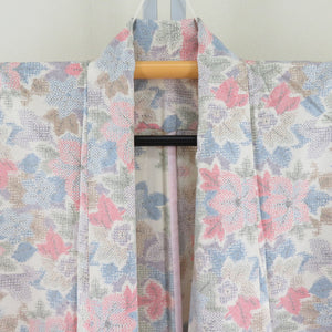 Tsumugi Kimono Kimono Pure Silk Backdue x multi -colored fallen leaflet wide collar Casual kimono tailoring up 160cm