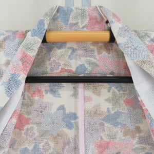 Tsumugi Kimono Kimono Pure Silk Backdue x multi -colored fallen leaflet wide collar Casual kimono tailoring up 160cm