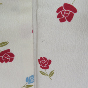 Komon UNITED COLORS OF BENETTON Lined collar rose pattern White x red x light blue Washing kimono tailoring polyester kimono 165cm