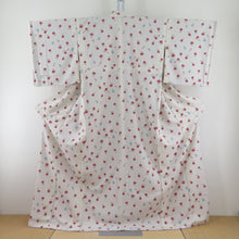 Load image into Gallery viewer, Komon UNITED COLORS OF BENETTON Lined collar rose pattern White x red x light blue Washing kimono tailoring polyester kimono 165cm