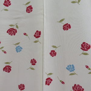 Komon UNITED COLORS OF BENETTON Lined collar rose pattern White x red x light blue Washing kimono tailoring polyester kimono 165cm