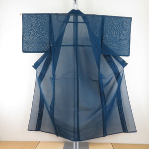 Summer kimono Single garlic leaf leaf leaf pure silk dark blue summer summer size small size 150cm