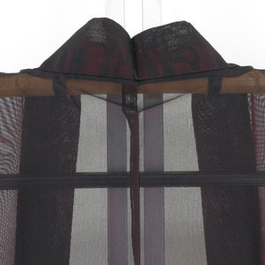 羽織 正絹 紗 夏用 黒ｘ赤 紅葉文様 着物コート 着物用 身丈75.5cm