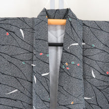 Load image into Gallery viewer, Komon Polyester Lined Lined Collar Plant Black x White Washing Kimono